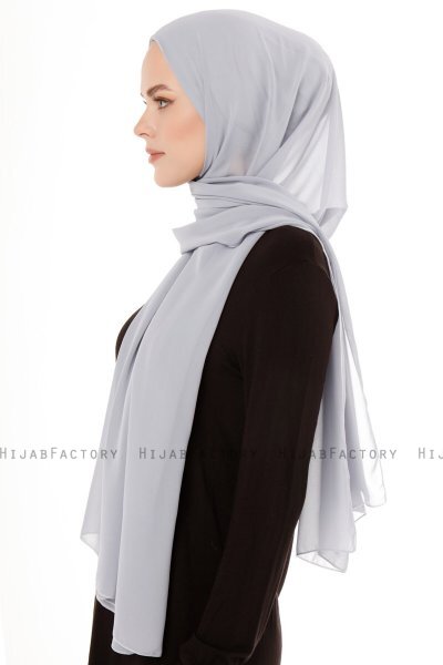 Derya - Hellgrau Praktisch Chiffon Hijab