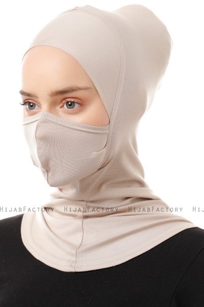 Damla - Helltaupe Ninja Hijab Maske Untertuch