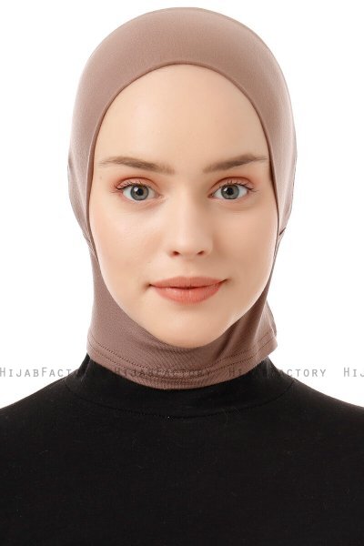 Elnara - Dunkeltaupe Plain Hijab Untertuch