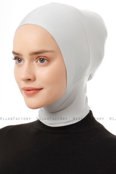Elnara - Hellgrau Plain Hijab Untertuch