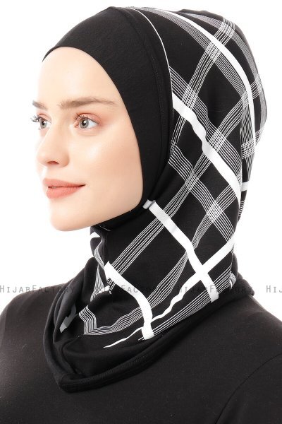 Ekose Plain - Schwarz & Weiß One-Piece Al Amira Hijab