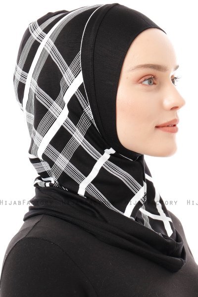 Ekose Plain - Schwarz & Weiß One-Piece Al Amira Hijab
