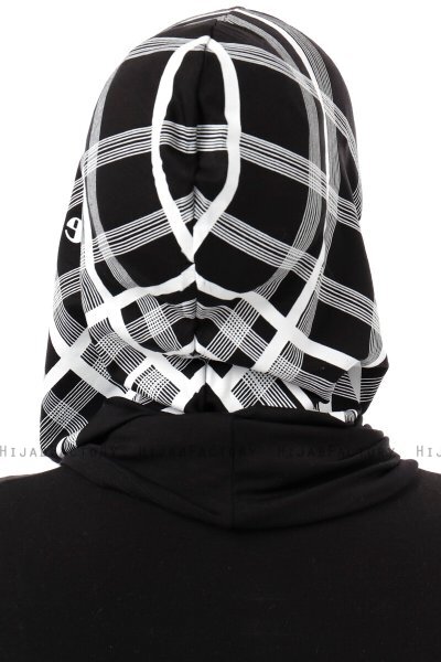 Ekose Plain - Schwarz & Weiß One-Piece Al Amira Hijab