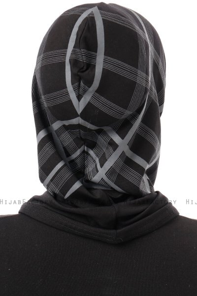 Ekose Plain - Schwarz & Hellgrau One-Piece Al Amira Hijab