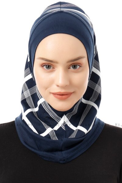 Ekose Plain - Navy Blau One-Piece Al Amira Hijab