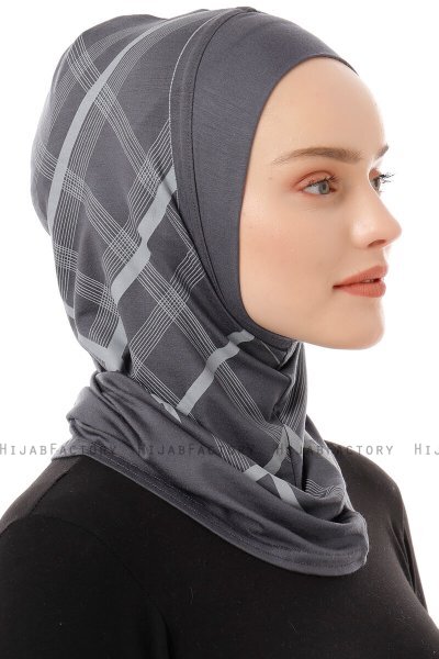 Ekose Plain - Dunkelgrau One-Piece Al Amira Hijab