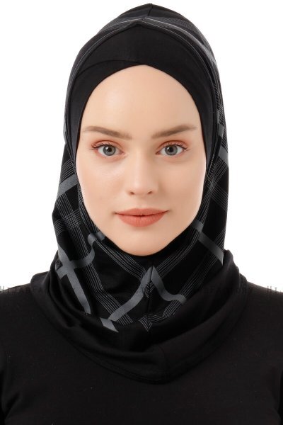 Ekose Cross - Schwarz & Hellgrau One-Piece Al Amira Hijab