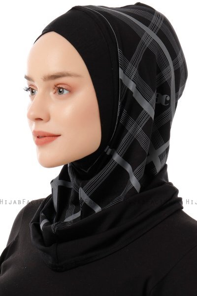 Ekose Cross - Schwarz & Hellgrau One-Piece Al Amira Hijab