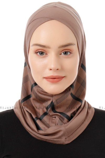 Ekose Cross - Dunkeltaupe One-Piece Al Amira Hijab