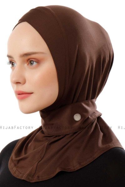 Ceren - Dunkelbraun Praktisch Viscose Hijab