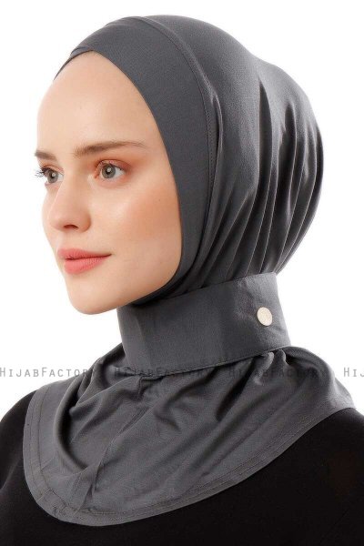 Ceren - Dunkelgrau Praktisch Viscose Hijab