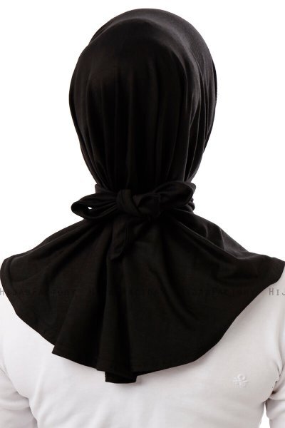 Sportif Plain - Schwarz & Gold Praktisch Viscose Hijab