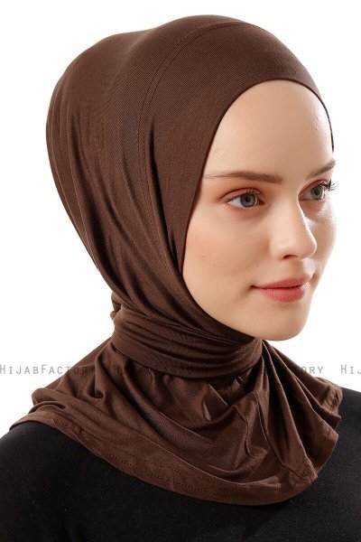 Sportif Plain - Braun Praktisch Viscose Hijab