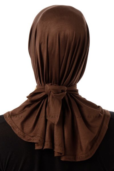 Sportif Plain - Braun Praktisch Viscose Hijab