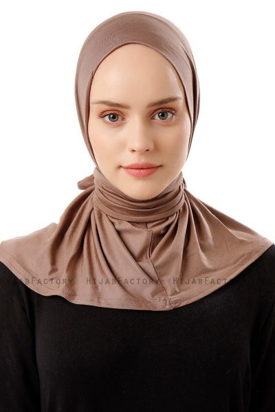 Sportif Plain - Dunkeltaupe Praktisch Viscose Hijab
