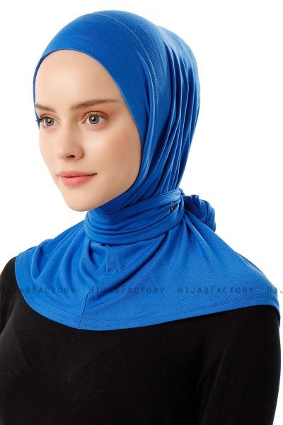 Sportif Plain - Blau Praktisch Viscose Hijab