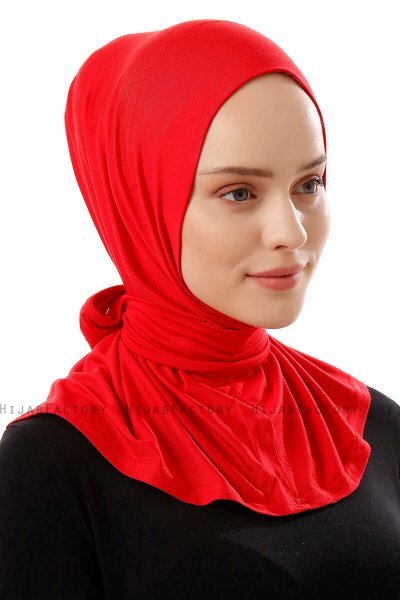 Sportif Plain - Rot Praktisch Viscose Hijab
