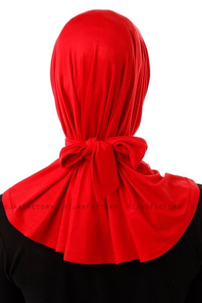 Sportif Plain - Rot Praktisch Viscose Hijab