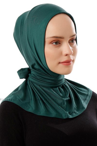 Sportif Plain - Dunkelgrün Praktisch Viscose Hijab