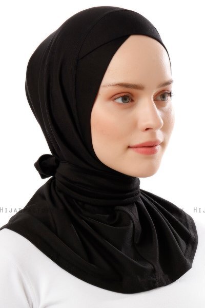 Sportif Cross - Schwarz & Hellgrau Praktisch Viscose Hijab
