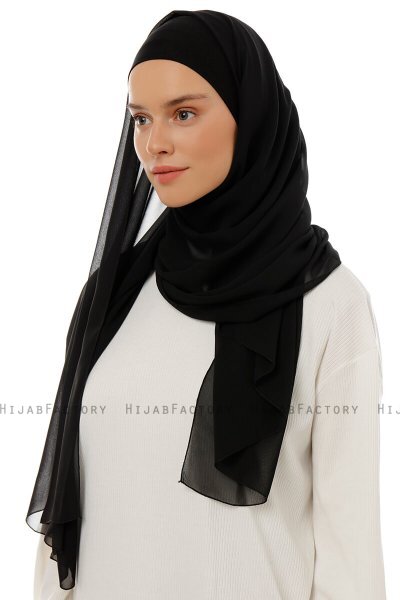 Alara Plain - Schwarz One Piece Chiffon Hijab