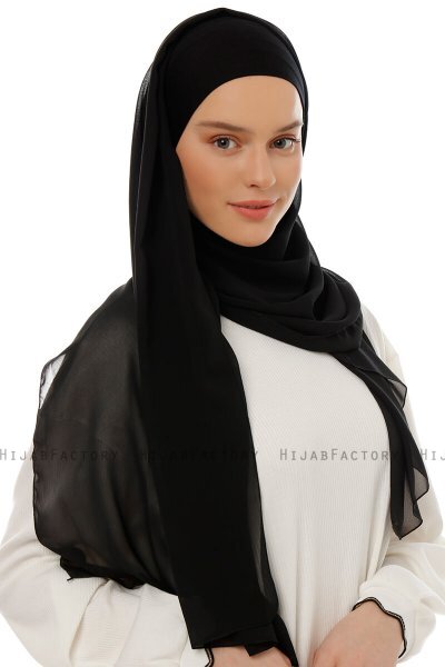 Alara Plain - Schwarz One Piece Chiffon Hijab