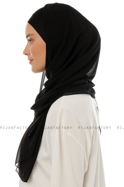 Alara Plain - Schwarz One Piece Chiffon Hijab