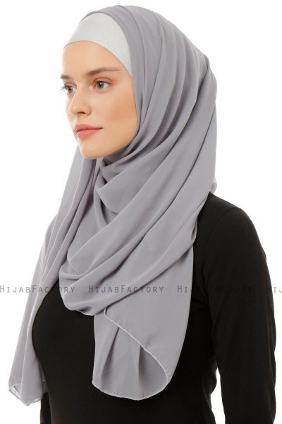 Alara Plain - Dunkelgrau One Piece Chiffon Hijab