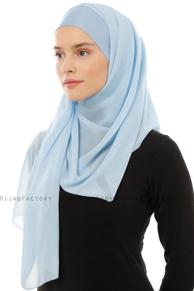 Alara Plain - Hellblau One Piece Chiffon Hijab