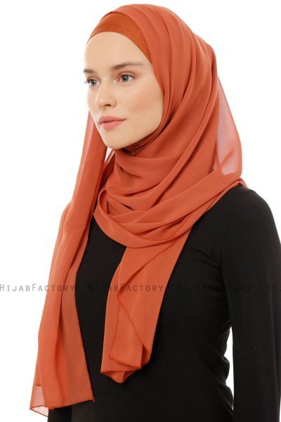 Alara Plain - Ziegelrot One Piece Chiffon Hijab