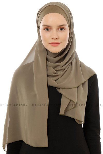 Alara Plain - Olivgrün One Piece Chiffon Hijab