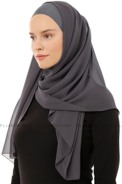 Alara Plain - Anthrazit One Piece Chiffon Hijab