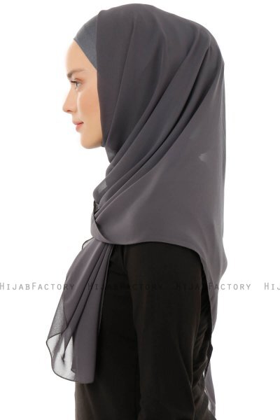 Alara Plain - Anthrazit One Piece Chiffon Hijab