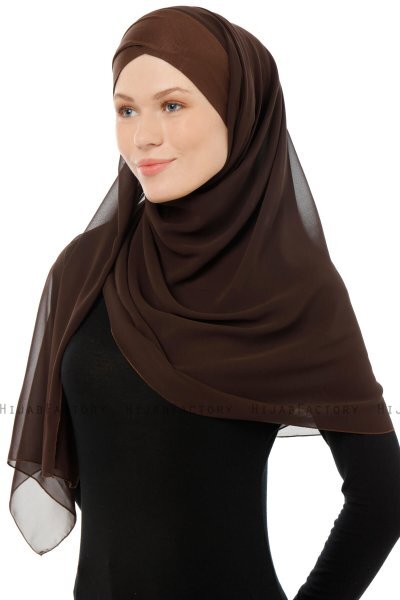 Alara Cross - Braun One Piece Chiffon Hijab