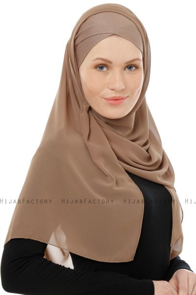Alara Cross - Dunkeltaupe One Piece Chiffon Hijab