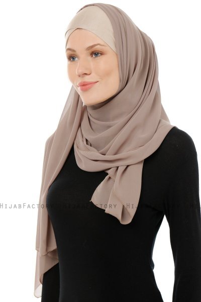 Alara Cross - Helltaupe One Piece Chiffon Hijab