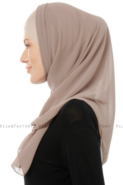 Alara Cross - Helltaupe One Piece Chiffon Hijab