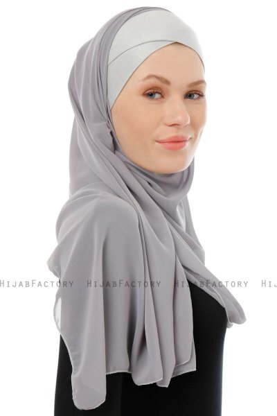 Alara Cross - Dunkelgrau One Piece Chiffon Hijab