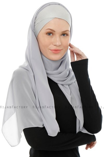Alara Cross - Hellgrau One Piece Chiffon Hijab