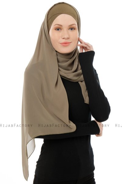 Alara Cross - Olivgrün One Piece Chiffon Hijab