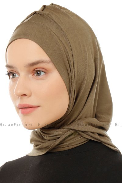 Isra Plain - Khaki One-Piece Viscose Hijab