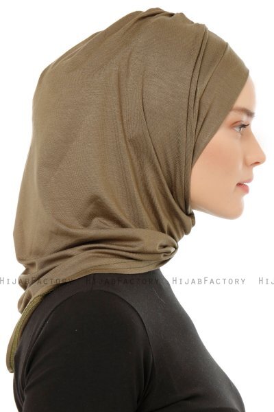 Isra Plain - Khaki One-Piece Viscose Hijab