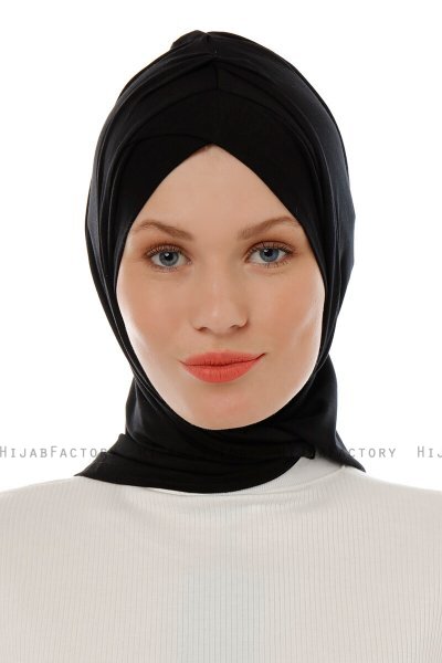 Isra Cross - Schwarz One-Piece Viscose Hijab