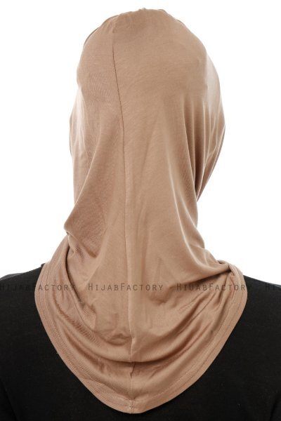 Isra Cross - Dunkeltaupe One-Piece Viscose Hijab