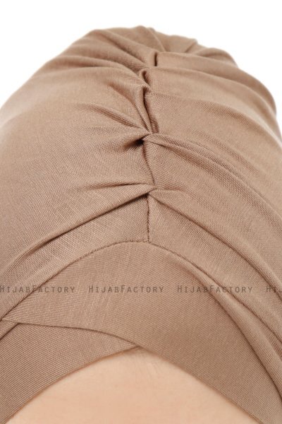 Isra Cross - Dunkeltaupe One-Piece Viscose Hijab