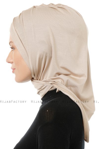 Isra Cross - Helltaupe One-Piece Viscose Hijab