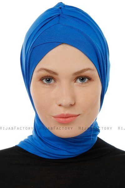Isra Cross - Blau One-Piece Viscose Hijab