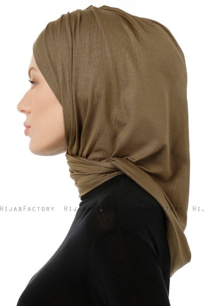 Isra Cross - Khaki One-Piece Viscose Hijab