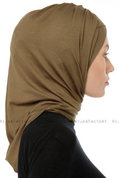 Isra Cross - Khaki One-Piece Viscose Hijab