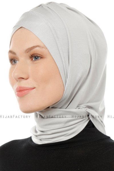 Isra Cross - Hellgrau One-Piece Viscose Hijab